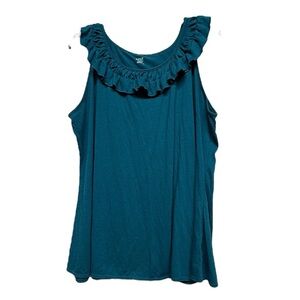 a.n.a Blue Ruffled Tank Top Size 2X